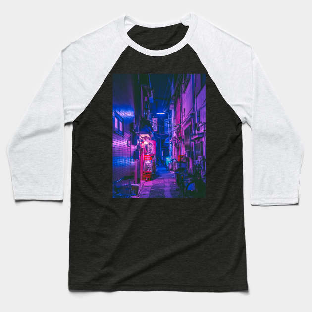 The Neon Alleyway Ghost Baseball T-Shirt by HimanshiShah